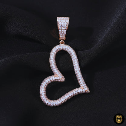 Close-up of cubic zirconia stones on heart-shaped pendant
