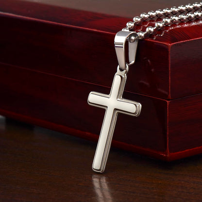 Personalized Christian cross necklace gift for dad