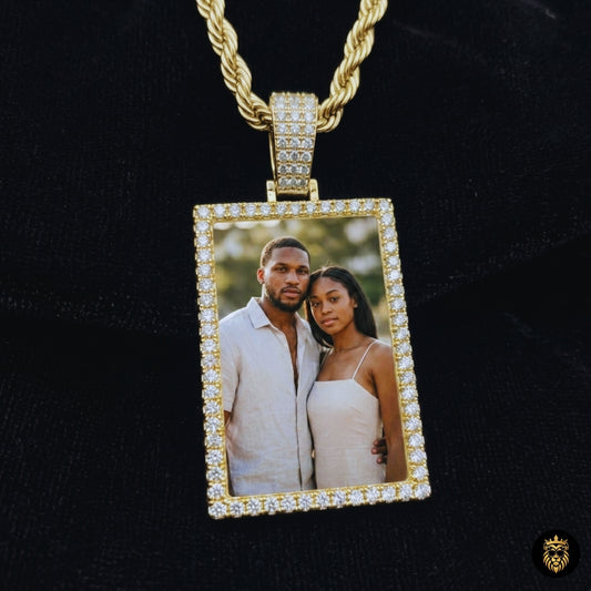 Personalized gold photo pendant necklace with custom image