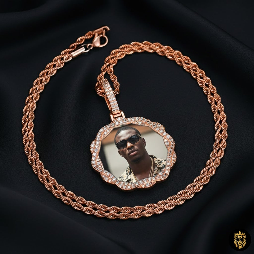 High-quality crystal pendant showing detailed photo engraving
