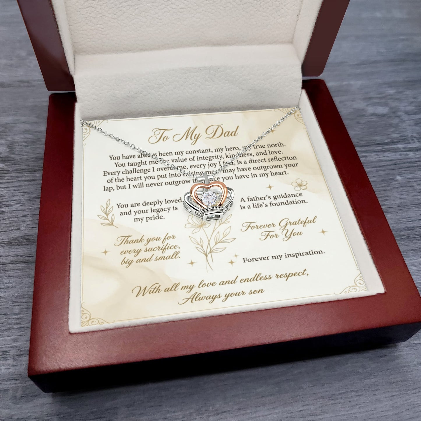 Meaningful necklace gift for dad from family