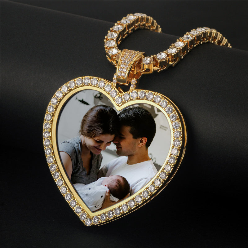 Custom Heart Photo Medallions Necklace