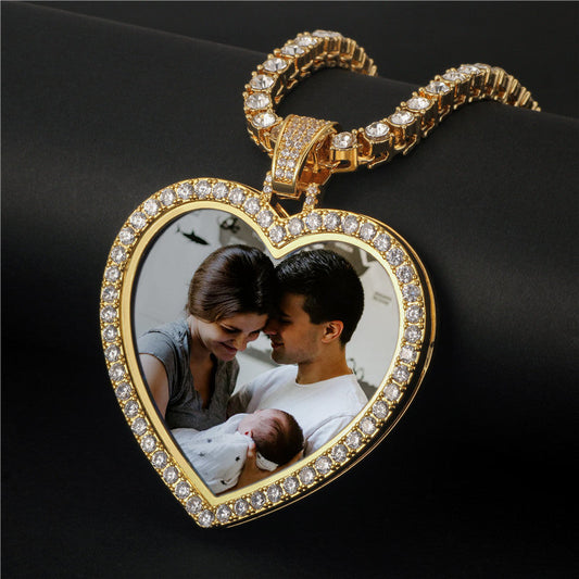 Custom Heart Photo Medallions Necklace