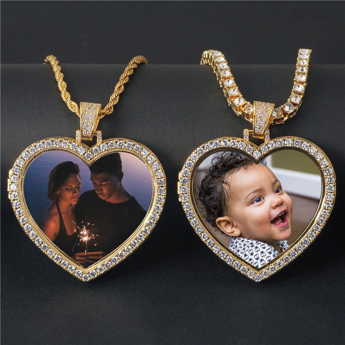 Custom Heart Photo Medallions Necklace