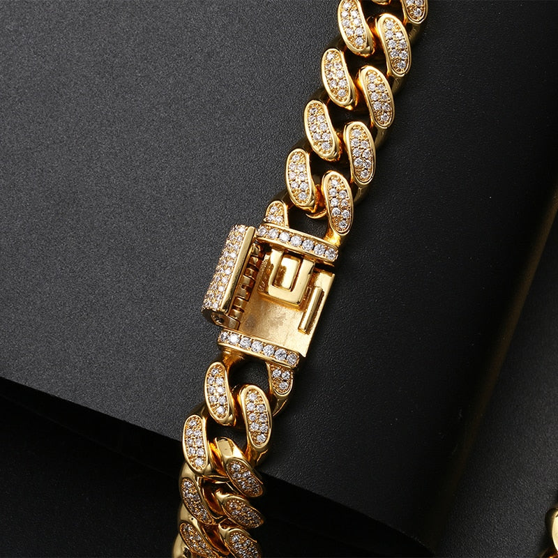 Miami Curb Rhinestone Cuban Chain Bracelet 2025- AAA+ Cubic Zirconia Hip Hop Bracelet