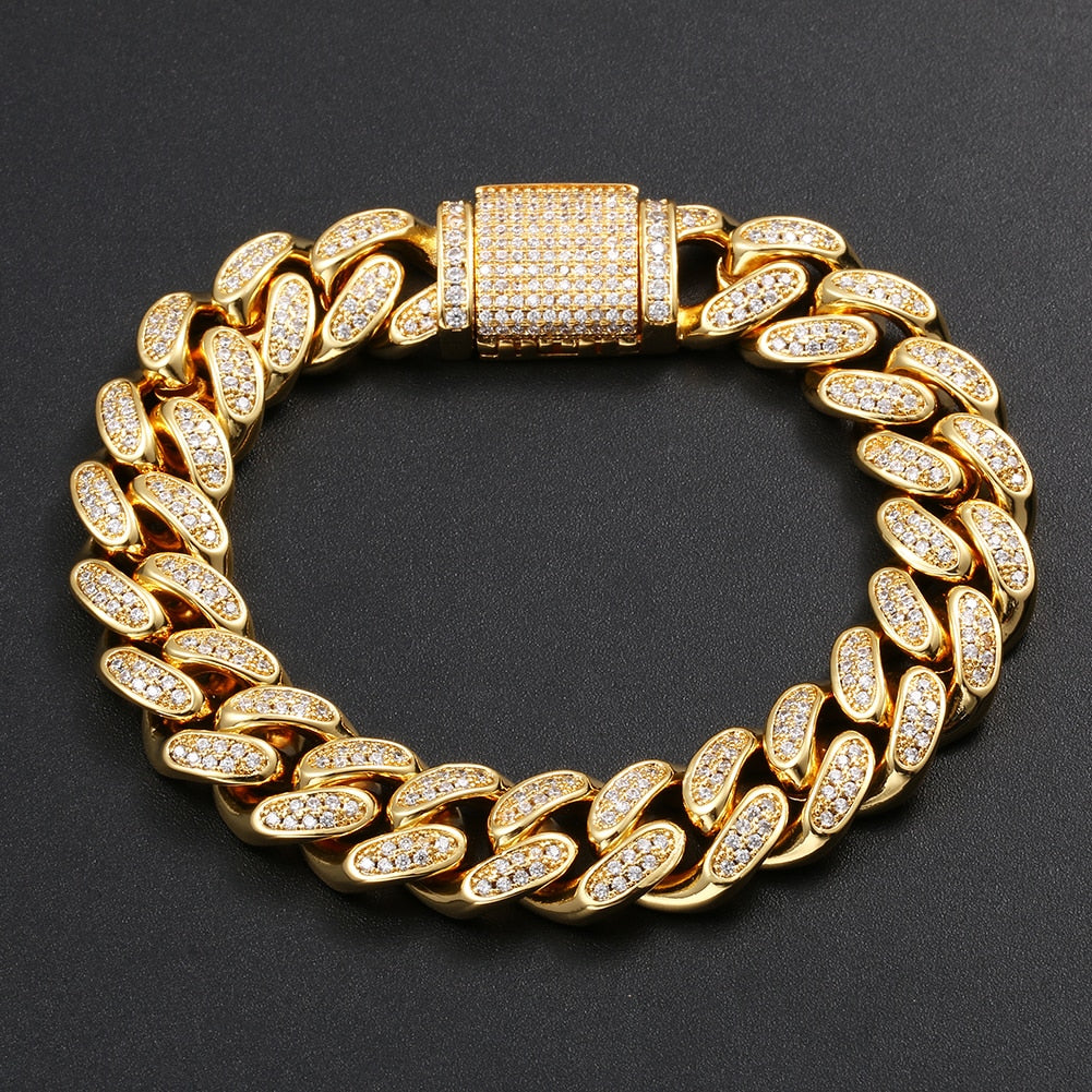 Miami Curb Rhinestone Cuban Chain Bracelet 2025- AAA+ Cubic Zirconia Hip Hop Bracelet