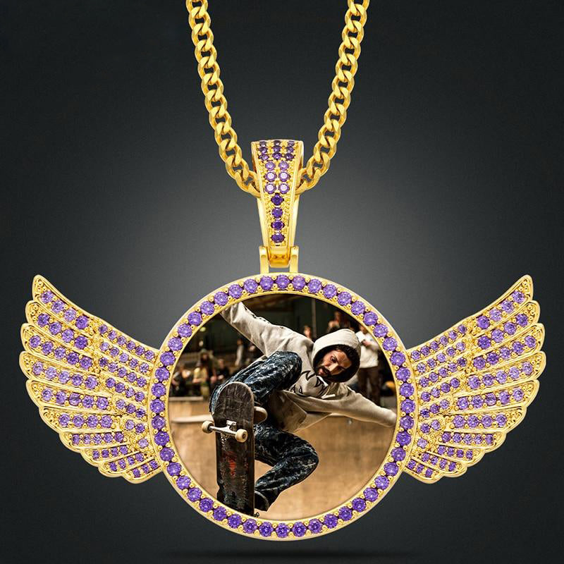 Brand New 2025 Wing Photo Medallion Necklace- Personalized Photo Medallion Necklace