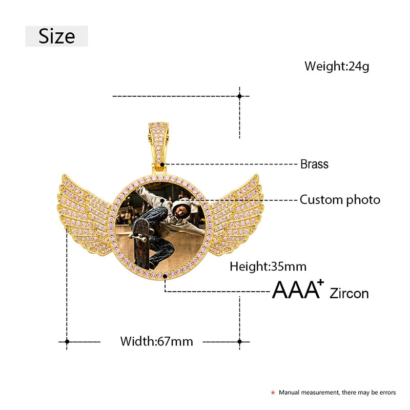 Brand New 2025 Wing Photo Medallion Necklace- Personalized Photo Medallion Necklace