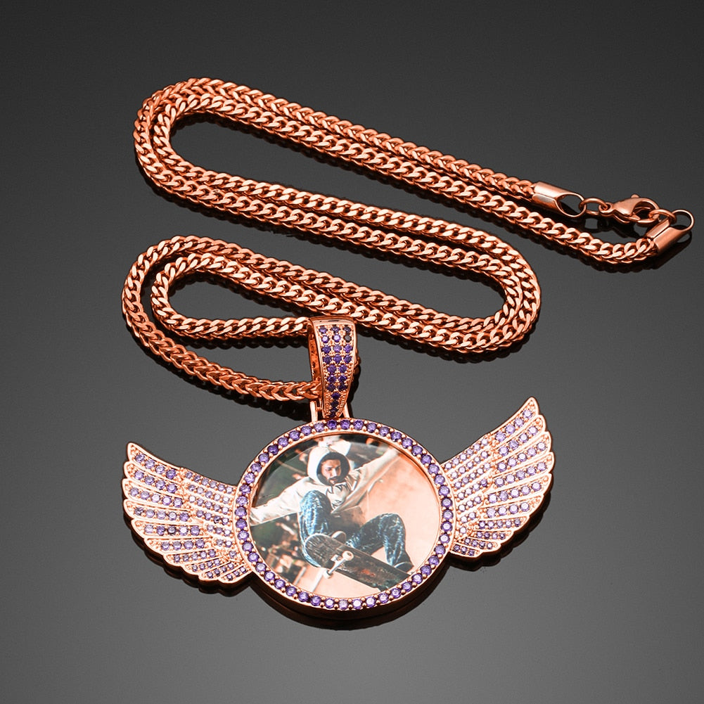 Brand New 2025 Wing Photo Medallion Necklace- Personalized Photo Medallion Necklace