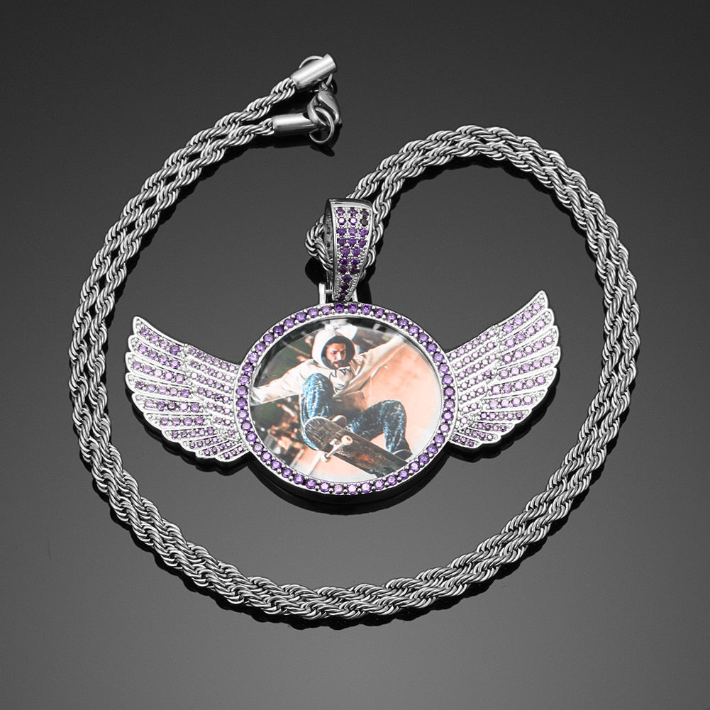 Brand New 2025 Wing Photo Medallion Necklace- Personalized Photo Medallion Necklace