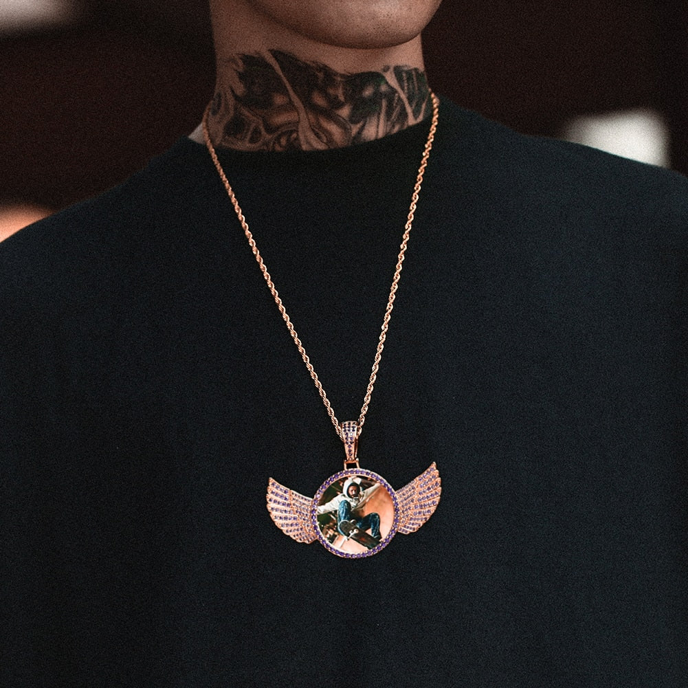 Brand New 2025 Wing Photo Medallion Necklace- Personalized Photo Medallion Necklace