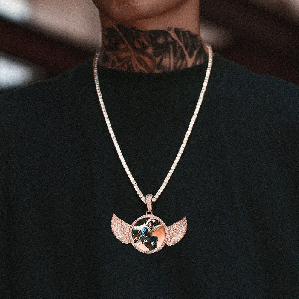 Brand New 2025 Wing Photo Medallion Necklace- Personalized Photo Medallion Necklace