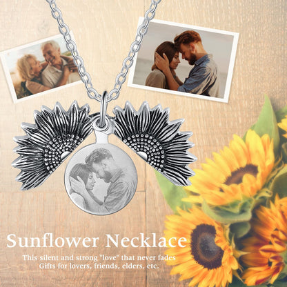 2025 New Arrival Sunflower Custom Photo Locket Necklace For Women