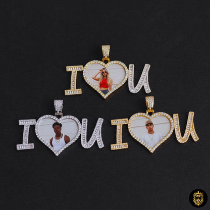 Hip hop style gold heart necklace with custom image locket pendant
