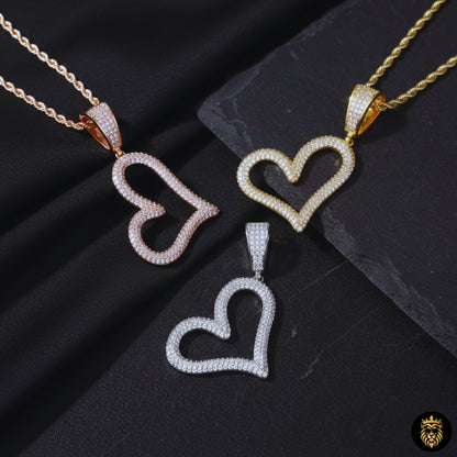 Open heart necklace with detailed CZ stone setting
