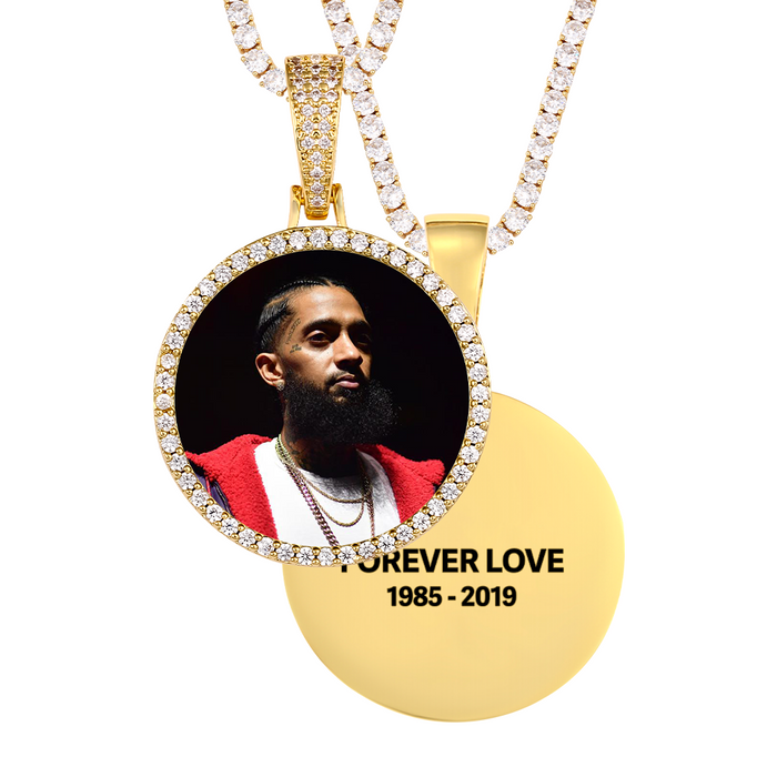 Custom Photo Medallion Memory Pendant Necklace- Gold Medallion Necklace For Men and Women