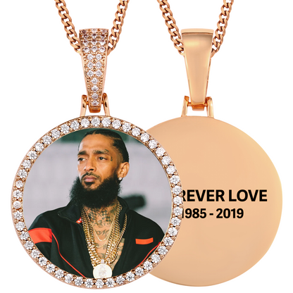 Custom Photo Medallion Memory Pendant Necklace- Rose Gold Medallion Necklace For Men and Women