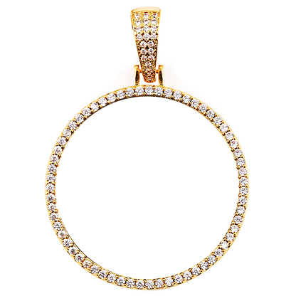 18k Iced Out Golden Medallion Picture Necklace- Personalized Gift For Mom