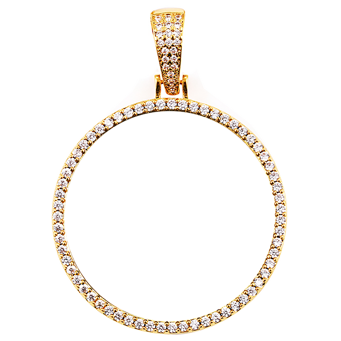 18k Iced Out Golden Medallion Picture Necklace- Personalized Gift For Mom