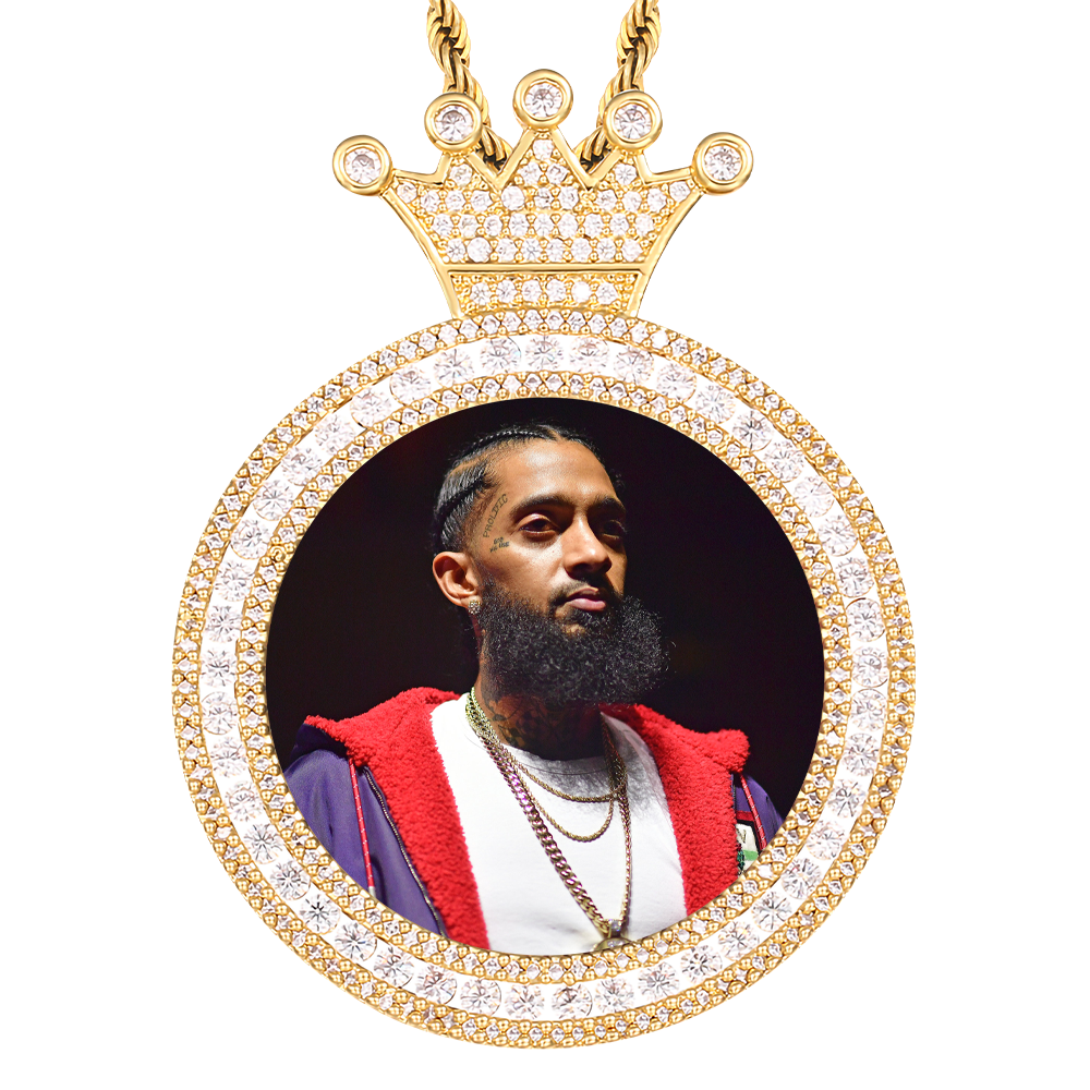 Personalized Photo Round King Medallion Memory Pendant Necklace- Golden Medallion Necklace For Special Gift