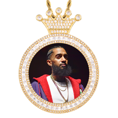 Personalized Photo Round King Medallion Memory Pendant Necklace- Golden Medallion Necklace For Special Gift