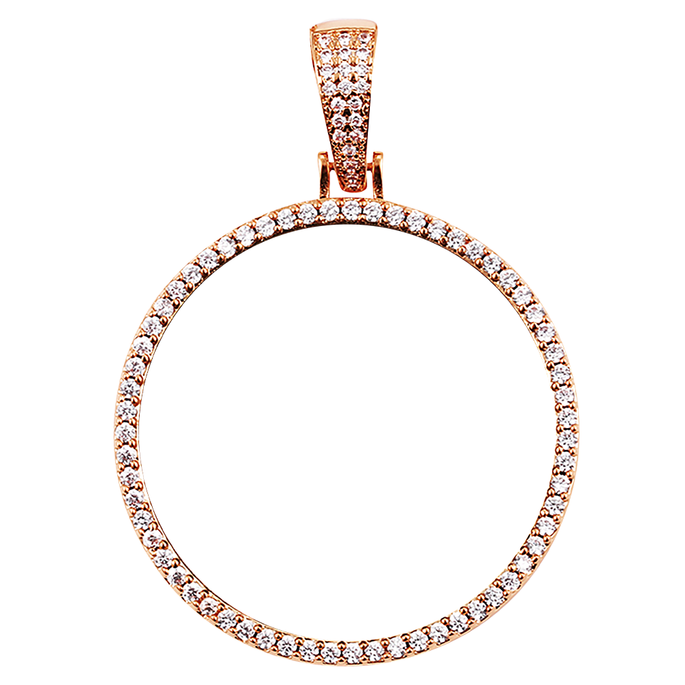 18k Iced Out Rose Gold Medallion Picture Necklace- Personalized Gift For Women