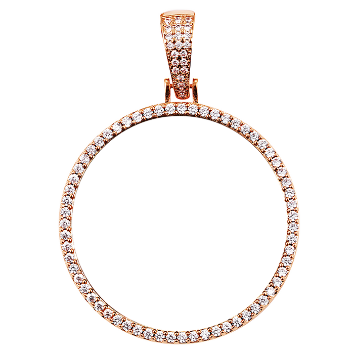 18k Iced Out Rose Gold Medallion Picture Necklace- Personalized Gift For Women