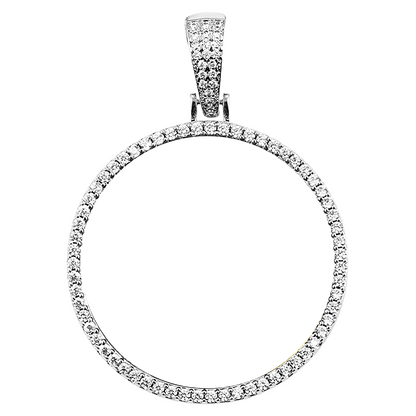 18k Iced Out Silver Medallion Picture Necklace- Personalized Gift For Mom