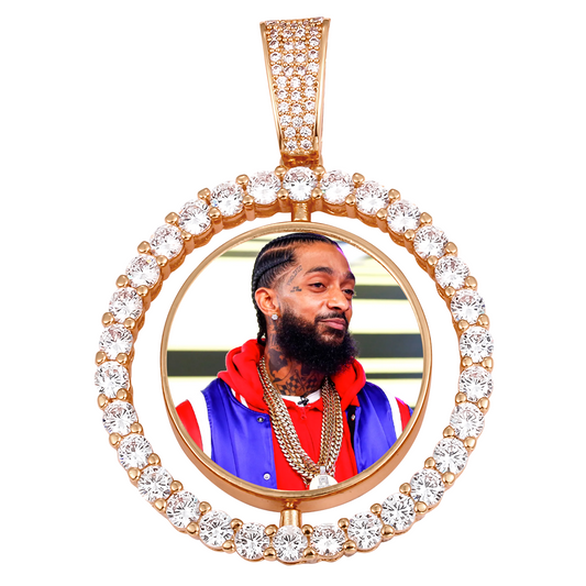 Custom Photo Round Rotated Medallion Memory Pendant Necklace- Rose Gold Medallion Necklace For Men and Women