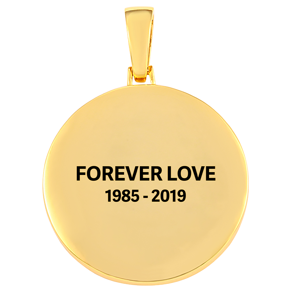 18k Iced Out Golden Medallion Picture Necklace- Personalized Gift For Mom