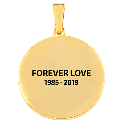 18k Iced Out Golden Medallion Picture Necklace- Personalized Gift For Mom