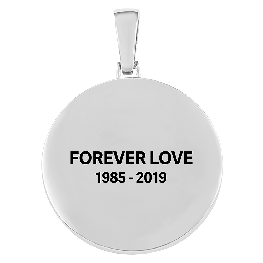 18k Iced Out Silver Medallion Picture Necklace- Personalized Gift For Mom