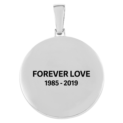 18k Iced Out Silver Medallion Picture Necklace- Personalized Gift For Mom