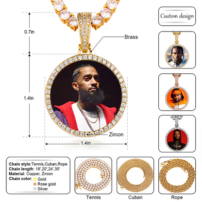 Custom Photo Medallion Memory Pendant Necklace- Gold Medallion Necklace For Men and Women