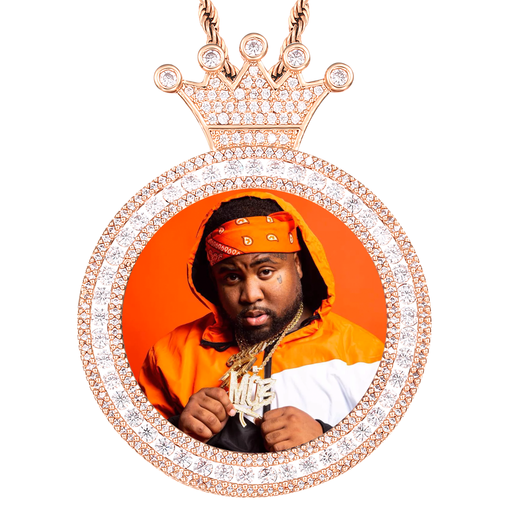 Custom Photo Round King Medallion Memory Pendant Necklace- Rose Gold Medallion Necklace Gift For Mom