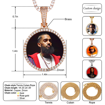 Custom Photo Medallion Memory Pendant Necklace- Rose Gold Medallion Necklace For Men and Women