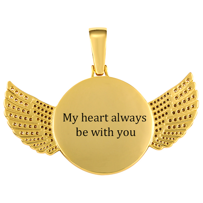 Custom Photo Wings Medallion Memory Pendant Necklace- Golden Medallion Necklace For Men and Women