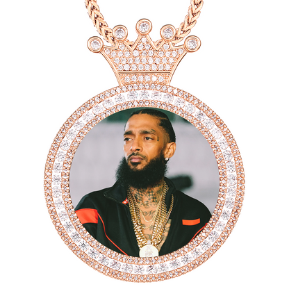 Custom Photo Round King Medallion Memory Pendant Necklace- Rose Gold Medallion Necklace Gift For Mom