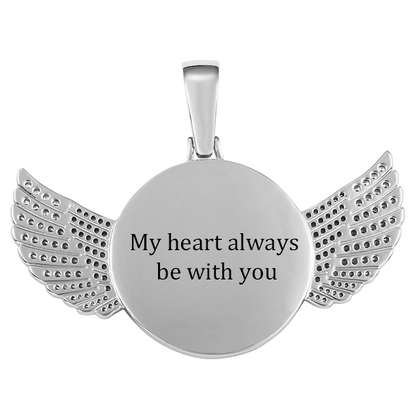 Custom Photo Wings Medallion Memory Pendant Necklace- Silver Medallion Necklace For Men and Women