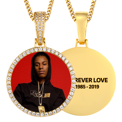 Custom Photo Medallion Memory Pendant Necklace- Gold Medallion Necklace For Men and Women