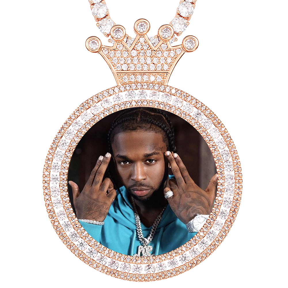 Custom Photo Round King Medallion Memory Pendant Necklace- Rose Gold Medallion Necklace Gift For Mom
