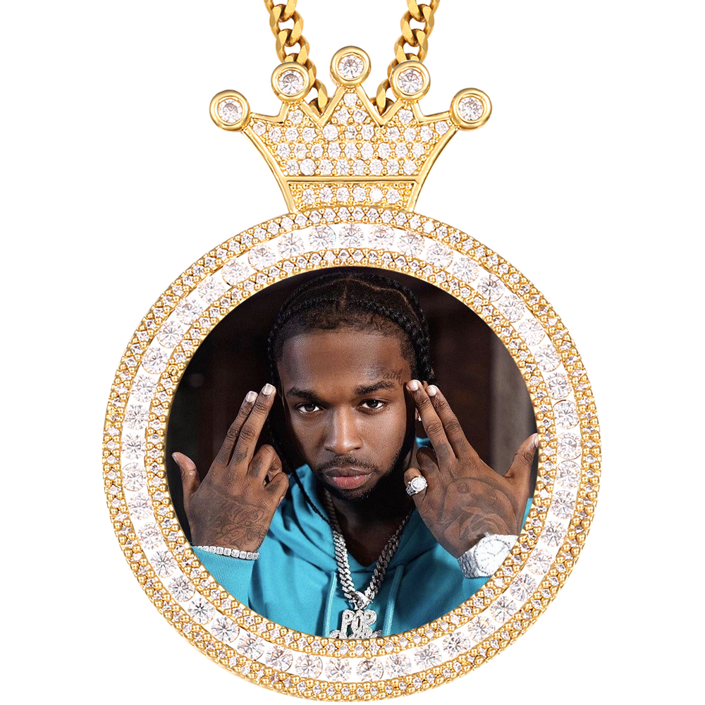 Personalized Photo Round King Medallion Memory Pendant Necklace- Golden Medallion Necklace For Special Gift