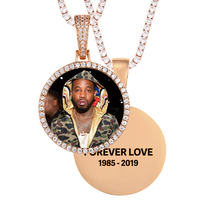 Custom Photo Medallion Memory Pendant Necklace- Rose Gold Medallion Necklace For Men and Women