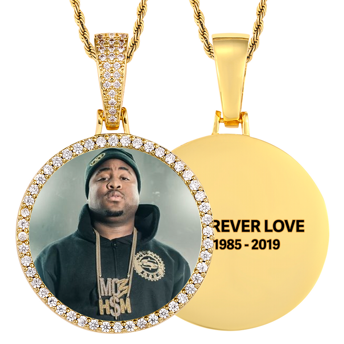 Custom Photo Medallion Memory Pendant Necklace- Gold Medallion Necklace For Men and Women