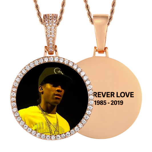 Custom Photo Medallion Memory Pendant Necklace- Rose Gold Medallion Necklace For Men and Women