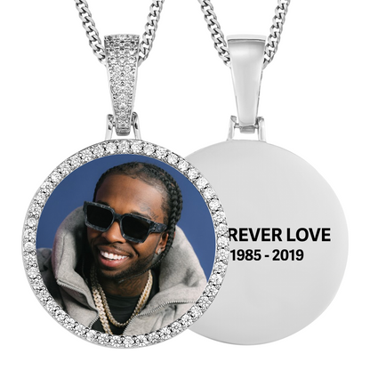 Custom Photo Medallion Memory Pendant Necklace- Silver Medallion Necklace For Men and Women